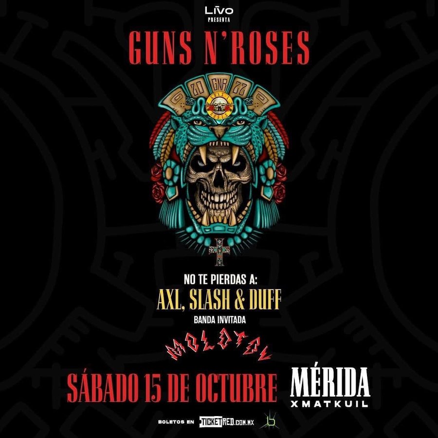 Cartel de Guns N’ Roses en Mérida, Yuc.