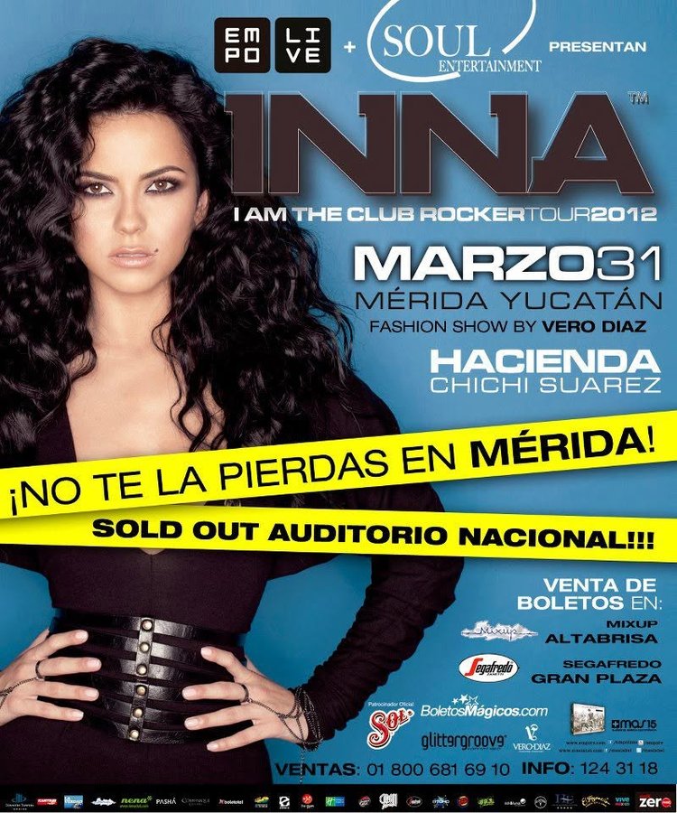 Cartel de INNA en Mérida, Yuc.