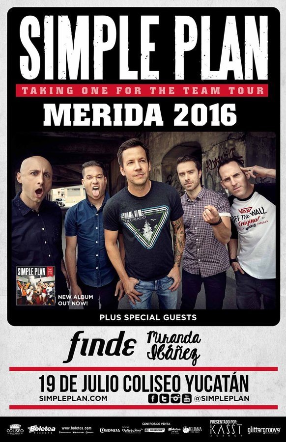 Cartel de Simple Plan en Mérida, Yuc.